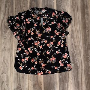 PERSEPTION CONCEPT—Floral Black Blouse